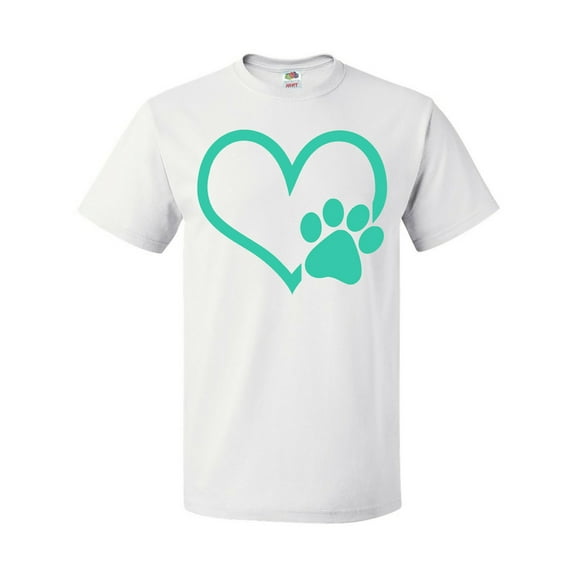 Inktastic Teal Heart with Paw Print T-Shirt