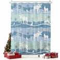 thumbnail image 2 of Blue Christmas Shower Curtain, Xmas Elk Snowflake Tree Waterproof Fabric Shower Curtains with 12 Hooks, Bathroom Curtain Set for Bathroom Accessories Decor, 36 x 78 Inches, 2 of 9