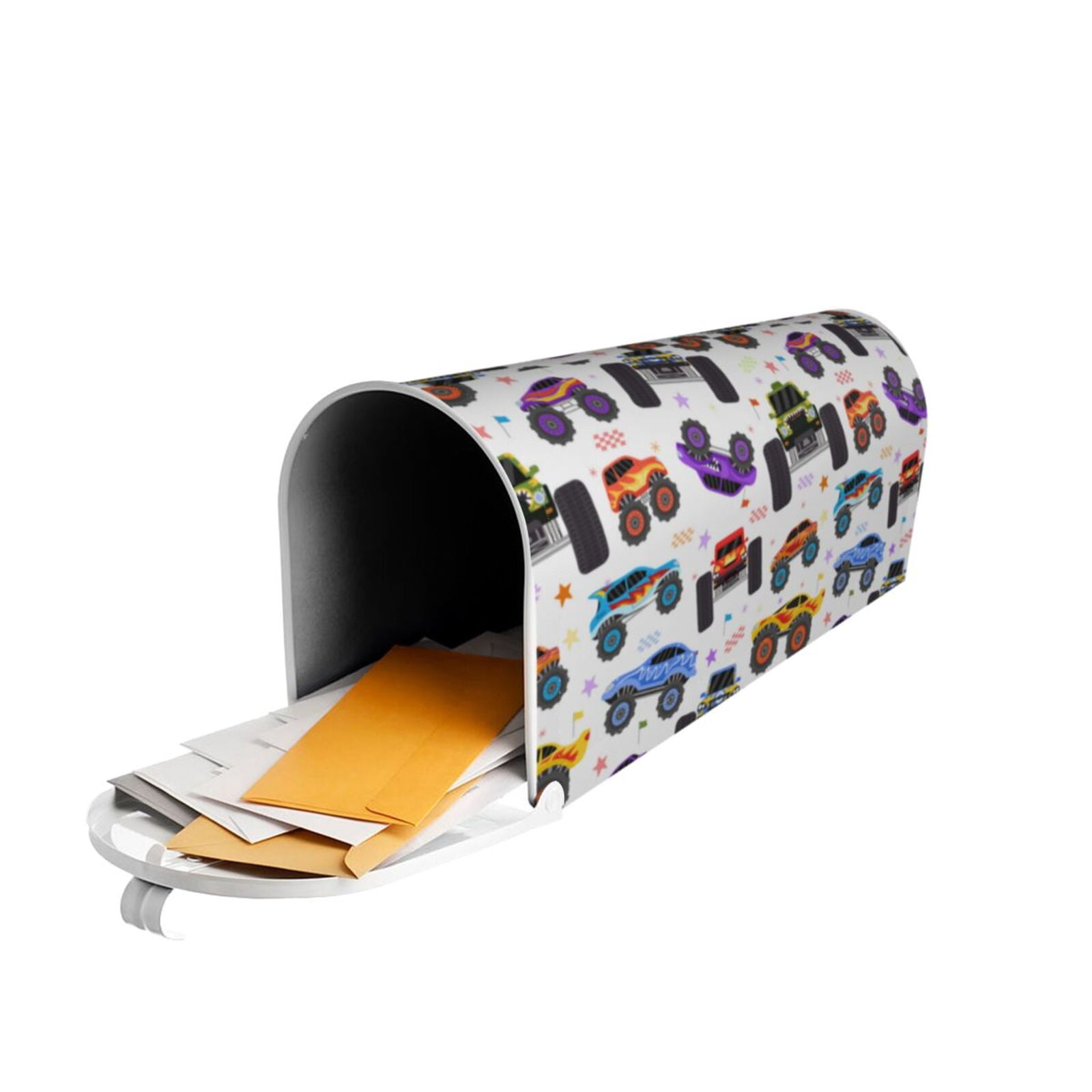 Logiee Cartoon Monster Trucks1 Print Post Letter Box Wrap Decor, Mailbox Cover Suitable for Standard Mailbox and Large Size Mailbox,Outdoor Yard Decoration-25.5x21 in