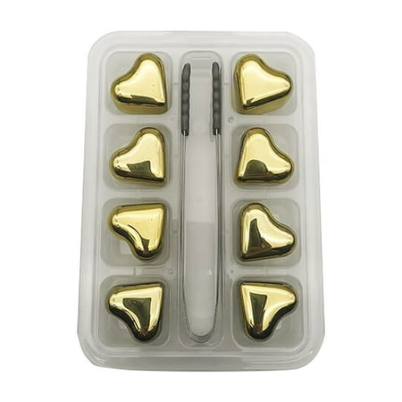 

DOPI Kitchen Supplies Metal Whiskey Stones Gifts Presents Cool Gadgets For Boyfriend Husband Grandpa Ice Cube Mold Gold