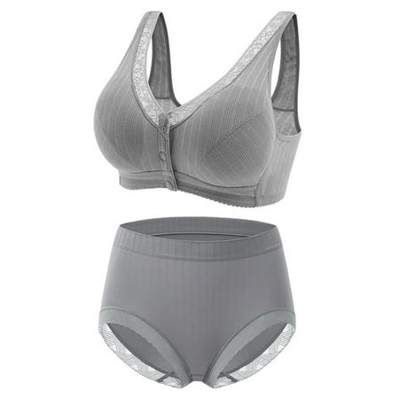 Mnyotv Sexy Bras and Panty Sets High Waist Lace Panties for Women Set Women s Comfortable New Tank Top Middle And Old Age Front Button Tank Top Breathable Thin Underwear Set Grey 40