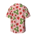 thumbnail image 5 of Uemuo Strawberries Pattern Cotton Linen Short Sleeve Shirts,Casual Lightweight Button Down Shirts,Vacation Beach Summer Tops-Small, 5 of 7