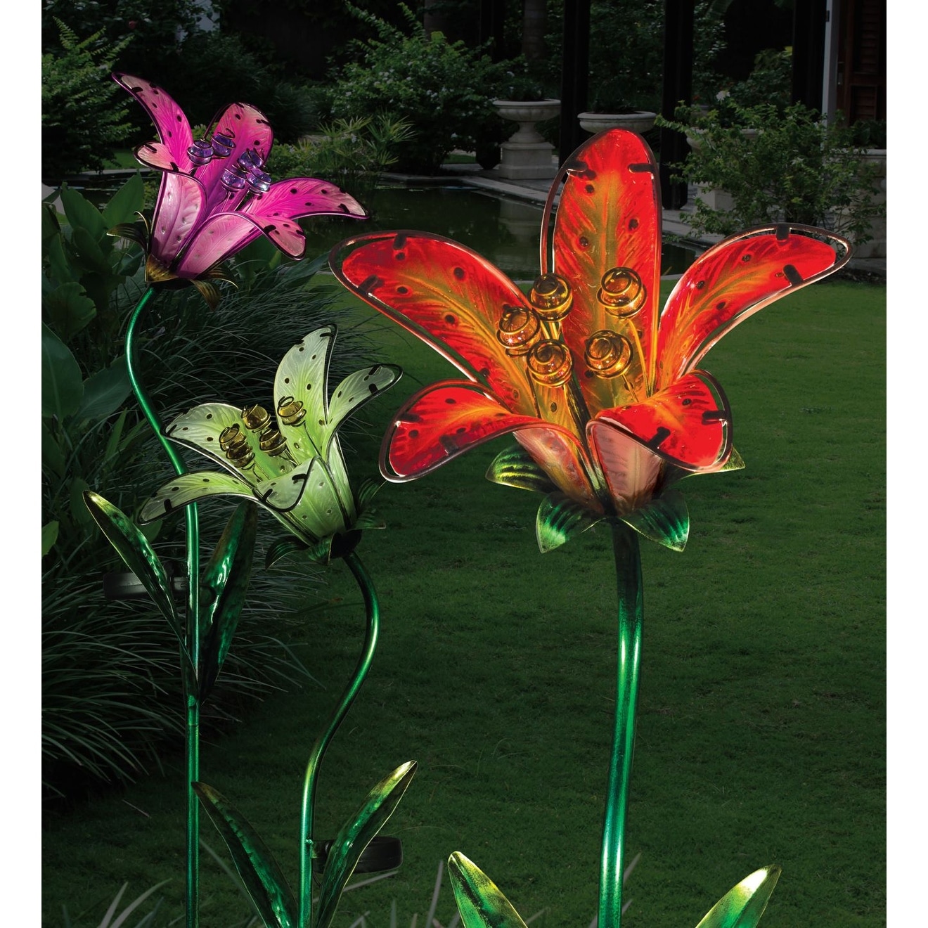 Solar Tiger Lily Stake - Pink - 9"x7.25"x33" - image 3 of 5