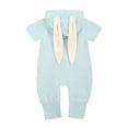 thumbnail image 3 of Bubble Romper Baby Girl Toddler Boys Girls Solid Hooded Rabbit Bunny Zipper Jumpsuit Playsuit Sunsuit Toddler Romper Green 3 Months-6 Months, 3 of 7