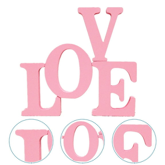FELTECHELECTR Valentine Centerpiece Table Decoration Wooden Love Sign Pink For Home 1Pcs