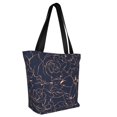 thumbnail image 2 of KLL Tote Bag for Women Copper-Gold Gloss Outline Flower Print Shopping Grocery Reusable Bags for Office School Shopping Travel, 2 of 6