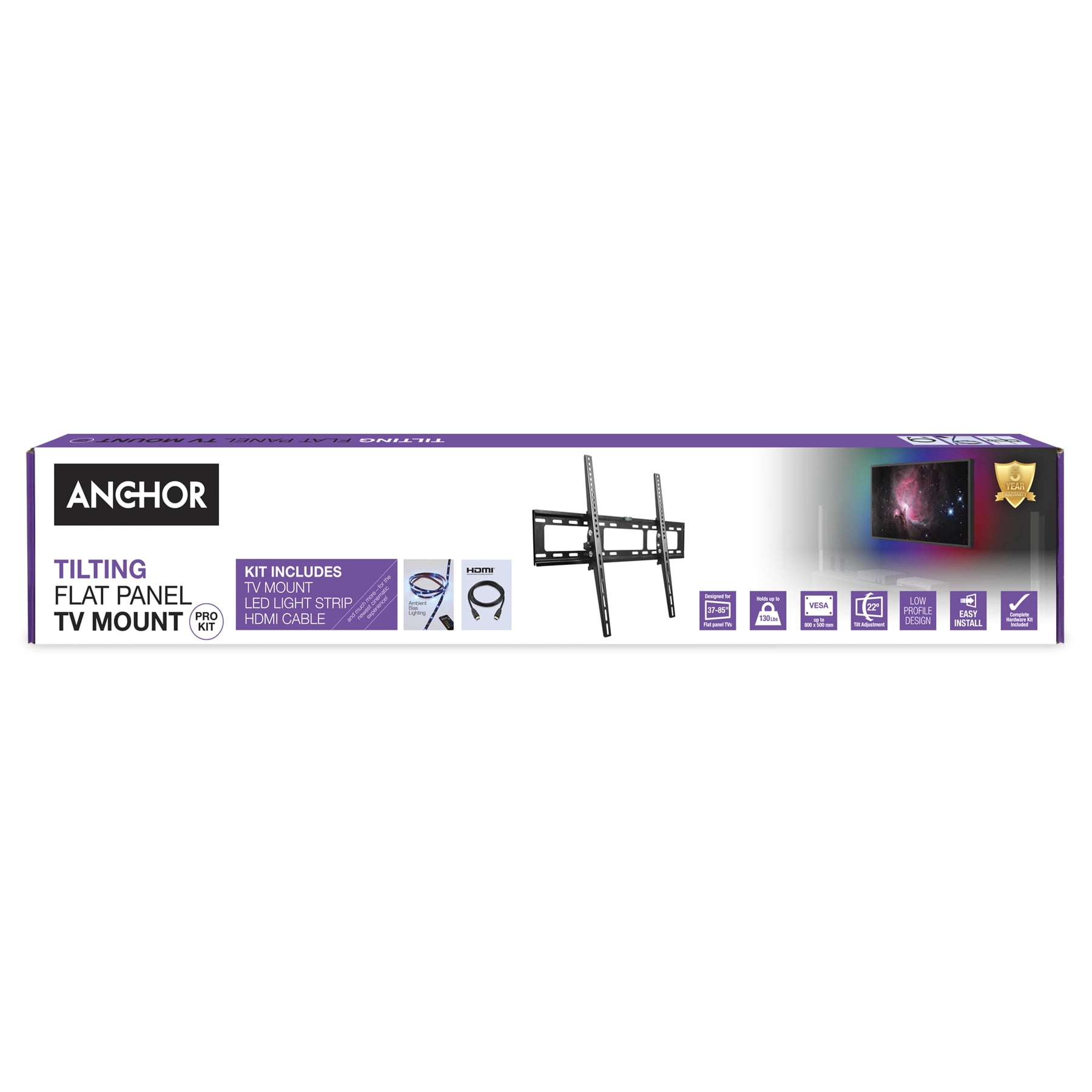 Anchor Fixed/Tilt TV Wall Mount Pack for 37-85 Inch TVs, TM35BVP