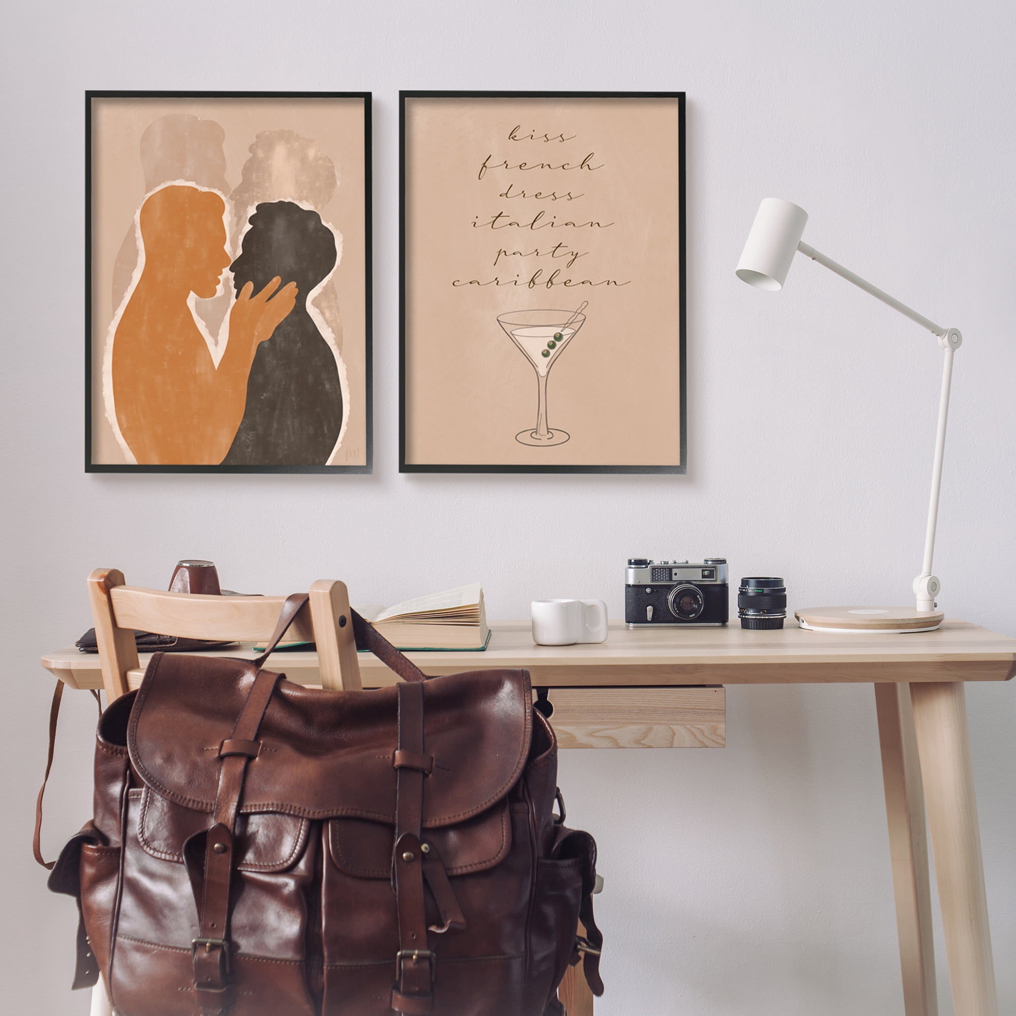 Stupell Indtries Kiss French Party Caribbean Phrase Male Couple Embrace,24 x 30,Design by Birch&Ink
