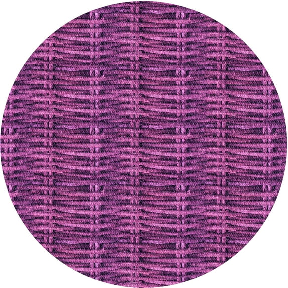 Ahgly Company Machine Washable Indoor Round Transitional Purple Area Rugs, 8' Round