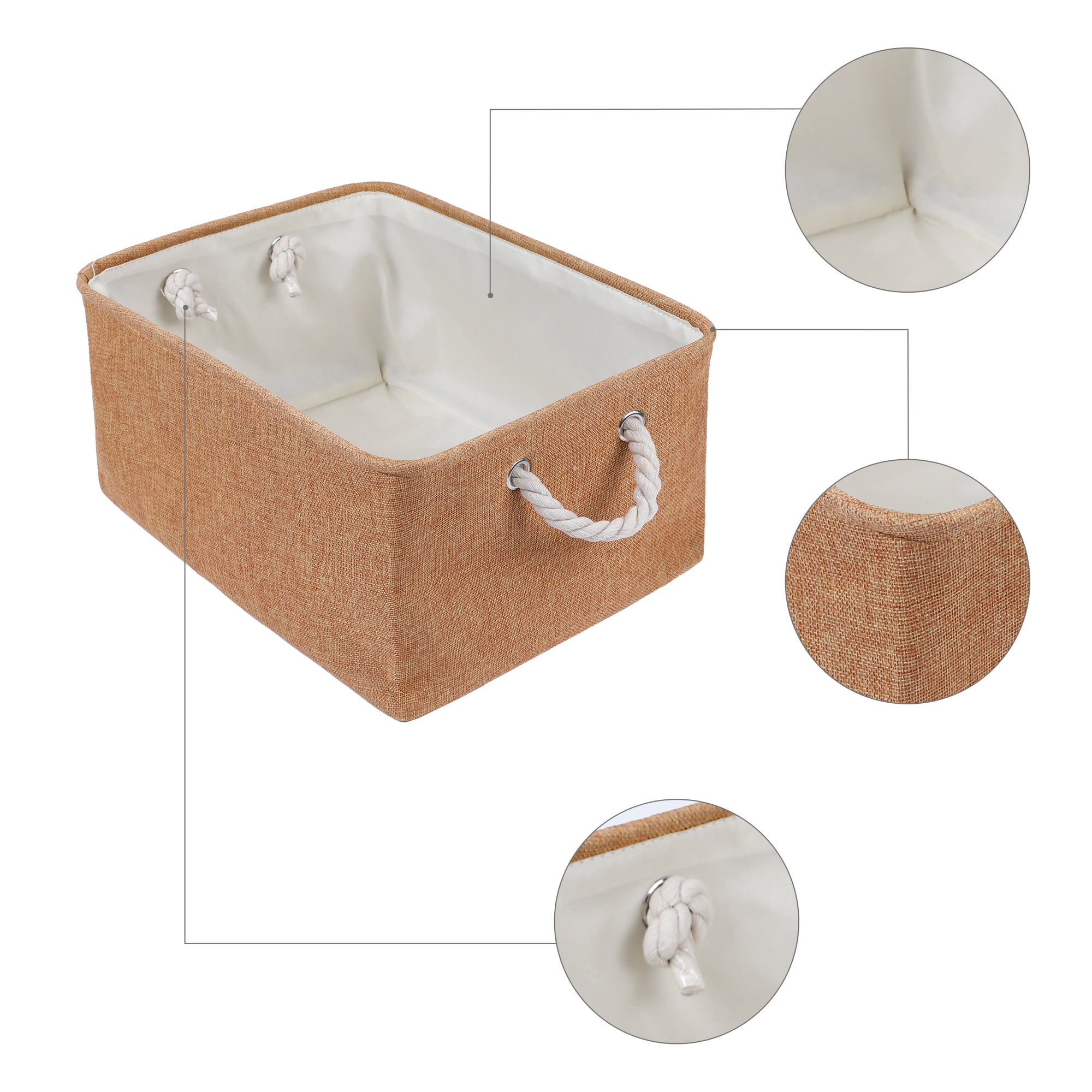 Unique Bargains Storage Bin with Handles for Closet Organizers Rose Gold 16.1"x12.2"x7.9"