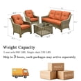 thumbnail image 3 of Ovios 4 Pieces Outdoor Furniture Set High Back All-Weather Wicker Patio Conversation Set with Solar Light Coffee Table, Orange Red(Textured), 3 of 9