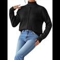 thumbnail image 3 of Suéteres de Otoño para Mujer, Jersey de Punto Acanalado de Larga, Holgado, con Cuello Alto, Ligero y Casual Negro M, 3 of 8
