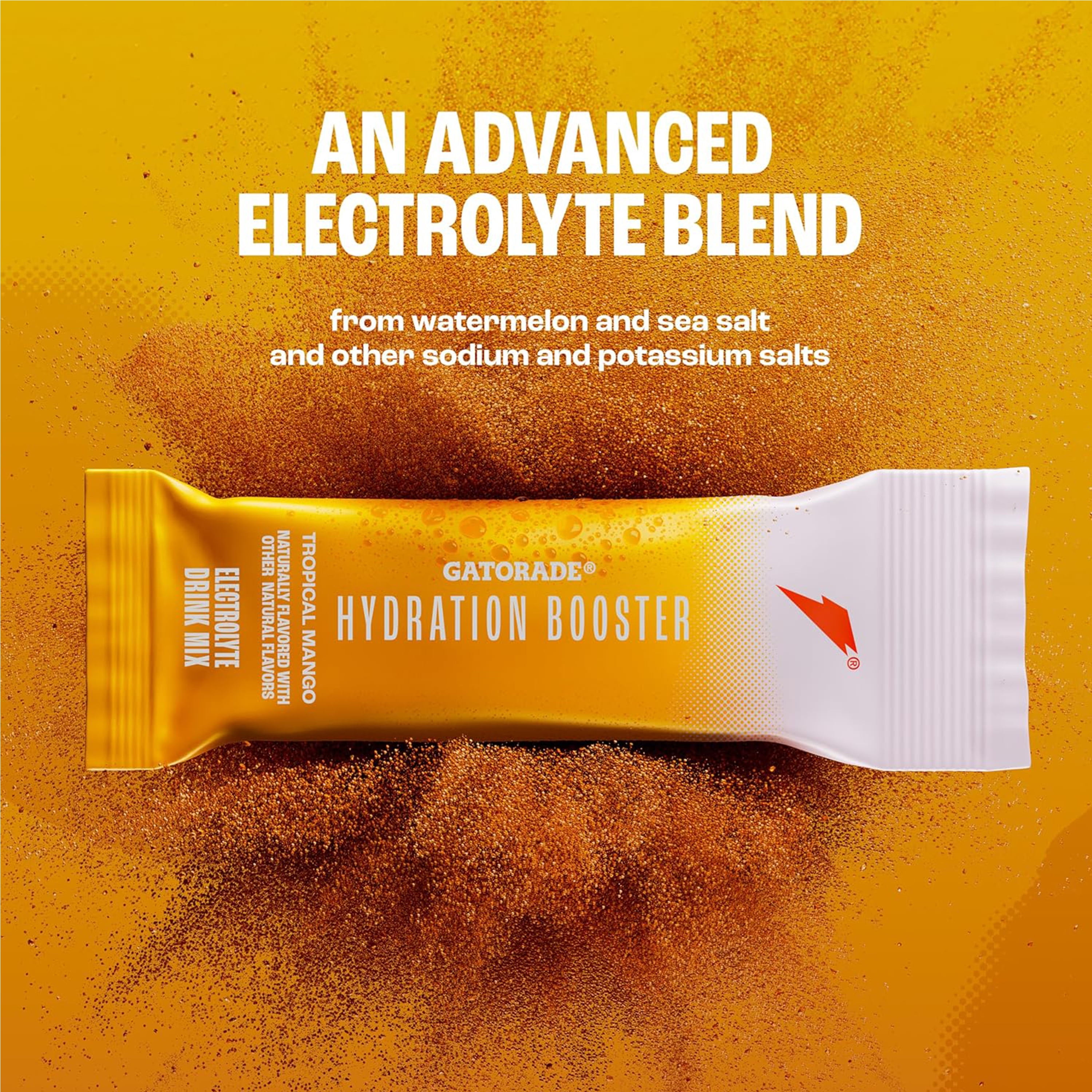 (3 pack) Gatorade Hydration Booster Electrolyte Drink Mix Powder, Tropical Mango, 2.1 oz, 6 pack, 0.35 oz