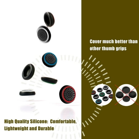 Insten 4pcs Black/Blue Silicone Thumb Thumbstick Grips Analog Stick Cover Caps for Xbox 360 ...