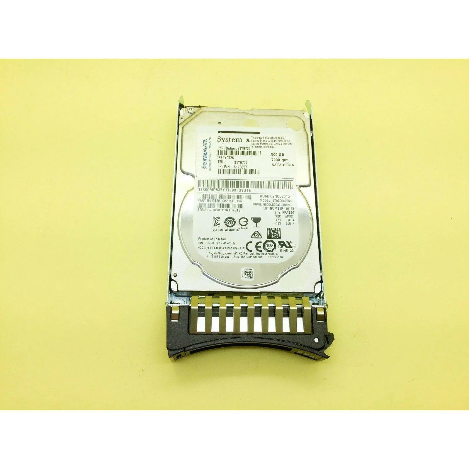 81Y9727 81Y9726 IBM/ Lenovo 500GB 7.2K 6G SFF 2.5 SATA NL HARD DRIVE 81Y3857 5711045909207 - image 2 of 3