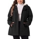 thumbnail image 1 of Abrigo de mujer plus size Agnes Orinda, chaqueta con capucha forrada de felpa, cintura elástica, con cremallera y botones, de manga larga, parka con bolsillos, 2X negro, 1 of 6
