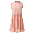 thumbnail image 4 of Baqcunre Women'S Casual Dresses Women'S Fashion Casual Solid Color Round Neck Ruffled Waist Dress Womens Dresses Midi Dress Pink Dress XL, 4 of 5