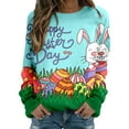 thumbnail image 1 of WEAIXIMIUNG Chandail en Molleton pour Femmes Col Rond Imprimé de Pâques Col Rond Pull Manches Longues Blouse Ample, 1 of 7