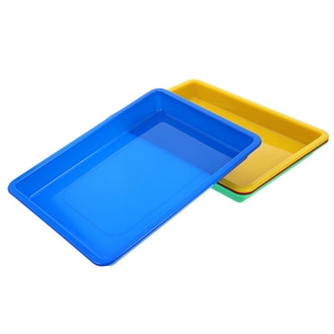 4 Pcs Plastic Trays for Crafts Art Trays for Kids Plastic Plates Early Education Storage Tray 31.30X23.80X3.40CM