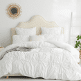 thumbnail image 4 of JOLUSERE Rustic French Style White Duvet Cover Sets King Size, Textured Flower Pinch Pleated Solid Luxury Bedding Sets, 4 of 9