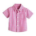 thumbnail image 5 of Boys Button Down Shirts Checked Short Sleeve Collared Shirt With Print Comfortable Classic Boys Daily Wear Casual Tops, 5 of 6