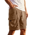 thumbnail image 2 of Nmnitkp Mens Shorts Casual Cargo Shorts Elastic Waist Drawstring Multi-Pocket Lightweight Summer Outdoor Work Shorts Coffee,S, 2 of 9