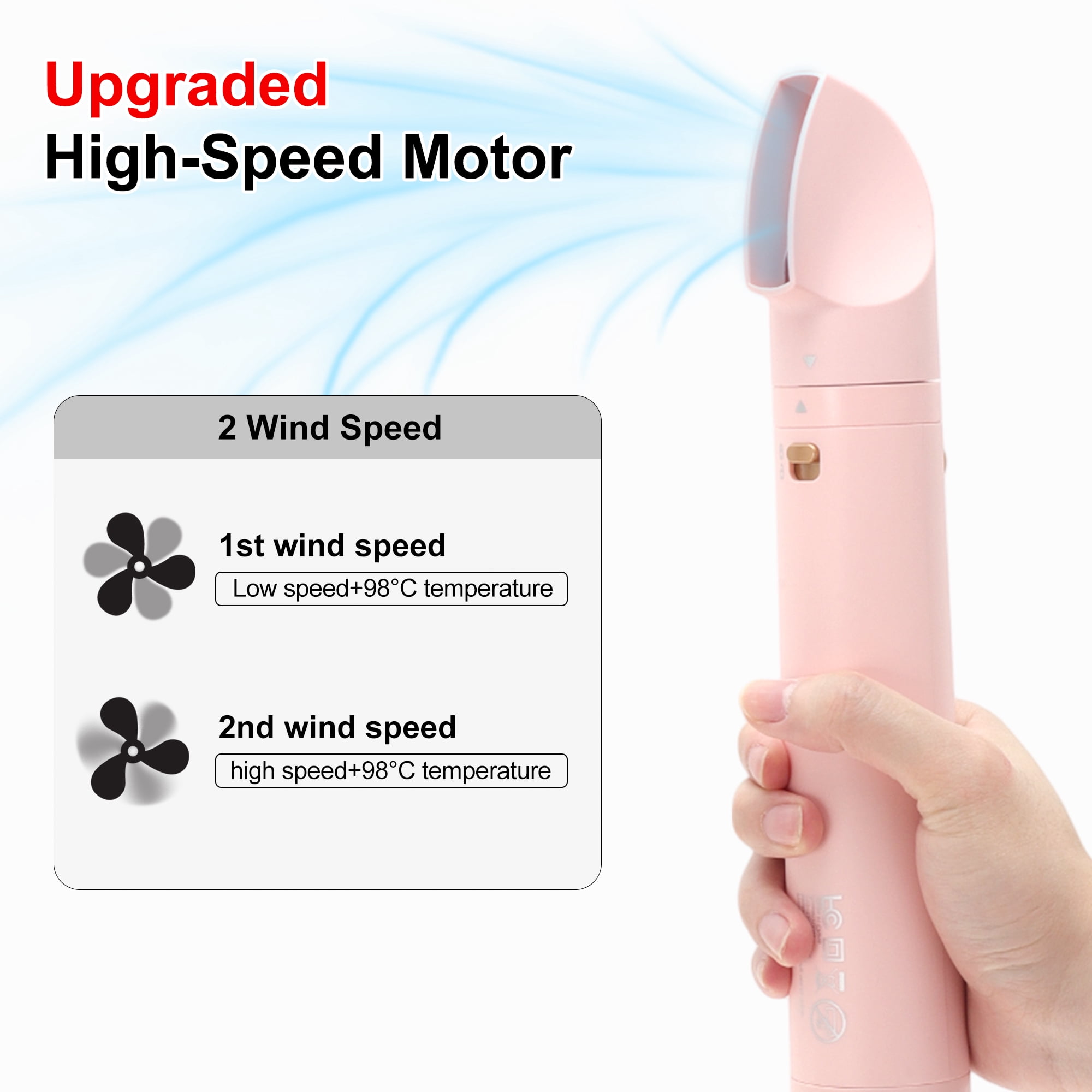 Unique Bargains 3 in 1 Air Styler Hot Air Rotating Blow Dryer Brush with Auto Curling Function Lightweight Hair Dryer & Volumizing Brush Pink