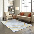 thumbnail image 4 of Marble Grey Large Area Rugs, Golden Lines Runner Rugs, Non-Slip Floor Throw Mat, Rectangle Carpet for Living Room, Bedroom, Hallway Front Entrance, Kitchen, Dining, 3' x 5', 4 of 7