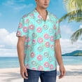 thumbnail image 3 of Balery Colorful Sweet Donuts Camisas hawaianas de manga corta para hombre, camisas playeras de corte holgado, camisas de vacaciones con botones,Small, 3 of 7