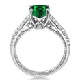thumbnail image 4 of Gem Stone King 925 Sterling Silver Green Simulated Emerald and White Created Sapphire Ring for Women (0.95 Cttw, Available in Size 5, 6, 7, 8, 9), 4 of 7