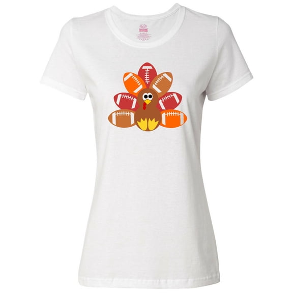 Inktastic Thanksgiving Cute Football Turkey Women's T-Shirt