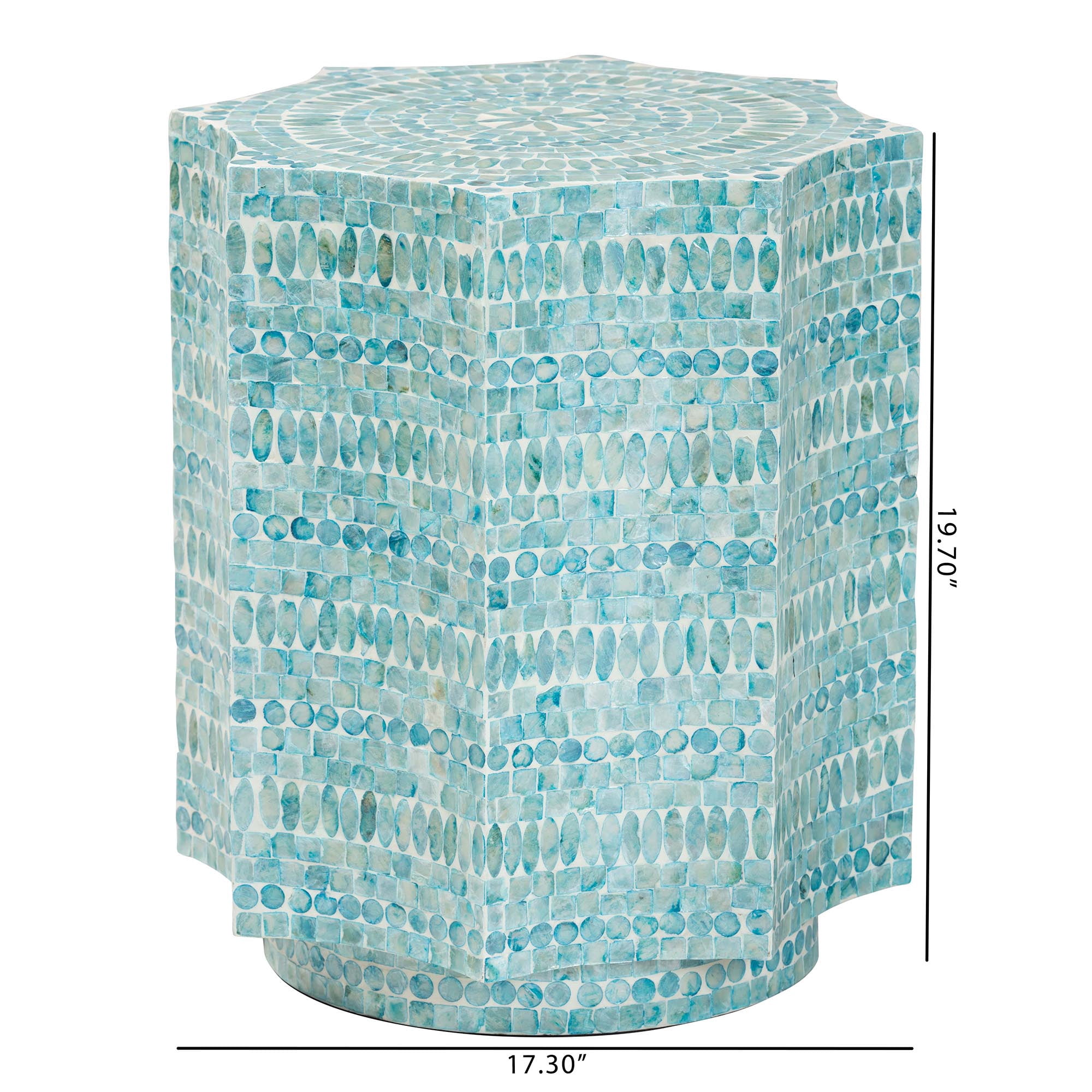 Baxton Studio Olesia Mother of Pearl BOHO End Table, Blue