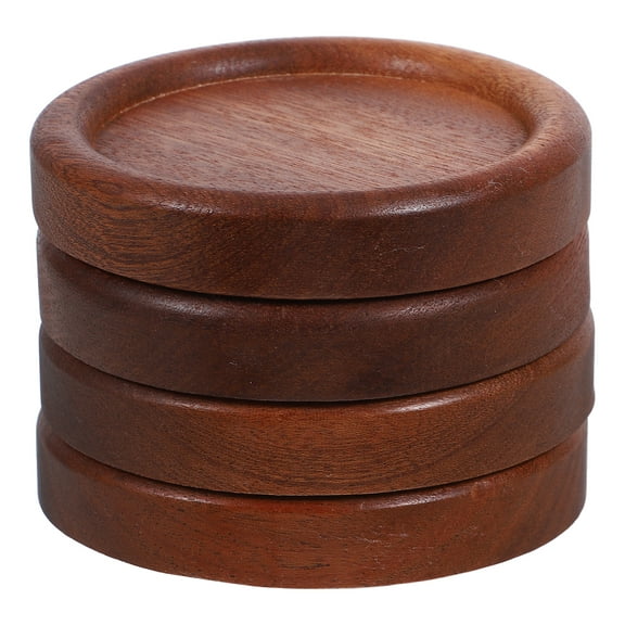 4 Pcs Solid Wood Retro Coaster Wood Coaster Vintage Coasters Bulk Wooden 8.20X8.20X1.40CM