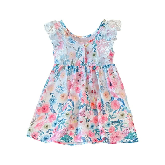 Tbopshirt Baby Girls Dresses,Toddler Girl Dresses,foreign-Style Floral Dress Sleeveless Children's Girls Princess Dress Summer and Fall Round Neck Skirt