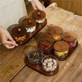 thumbnail image 6 of Dessert Display Glass Bowl with Wooden Serving Tray Divided Serving Dishes, 4 Grid, 6 of 7