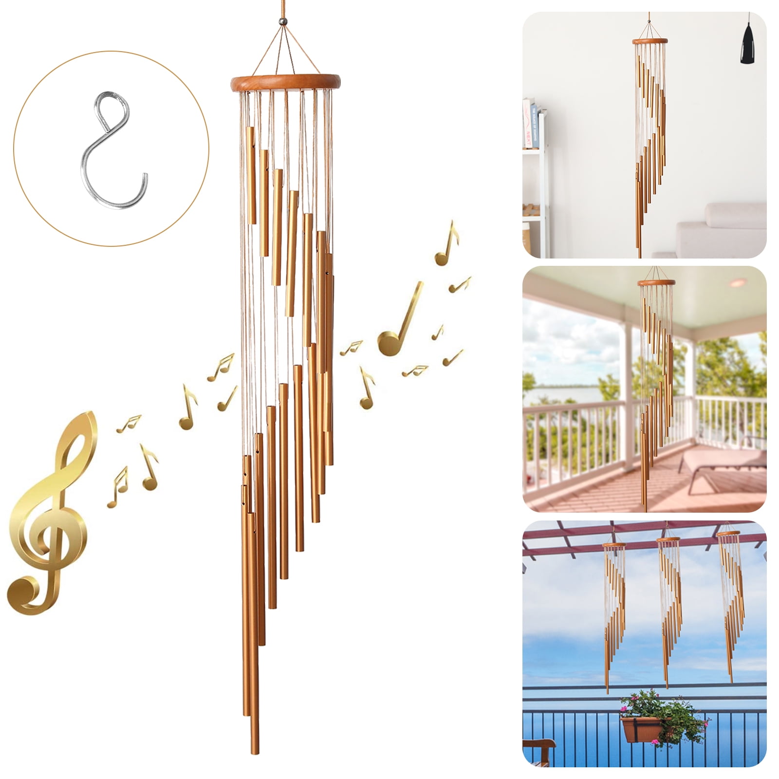 TSV 18 Tubes Wind Chimes, Outdoor Memorial Aluminum Wind Chime, Windows