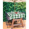 thumbnail image 2 of Green Plaid Christmas Outdoor Tablecloth - 60x120 Inch Rectangle Dining Table Cover, Xmas Snowflake Merry Christmas Waterproof Outdoor Table Cloth with Umbrella Hole & Zipper for Picnic, 2 of 5