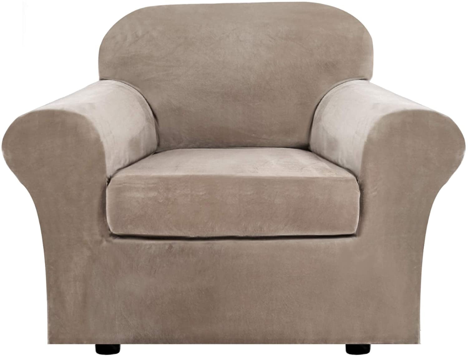 H.VERSAILTEX Stretch Velvet Armchair Cover Couch Covers 1 Cushion Chair Slipcove
