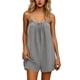 thumbnail image 2 of TaTaai Women's Casual Summer Romper Thin Strap Low Back Design Linen-Like Fabric Solid Color Short Jumpsuit for Vacation and Daily Wear Gift, 2 of 6
