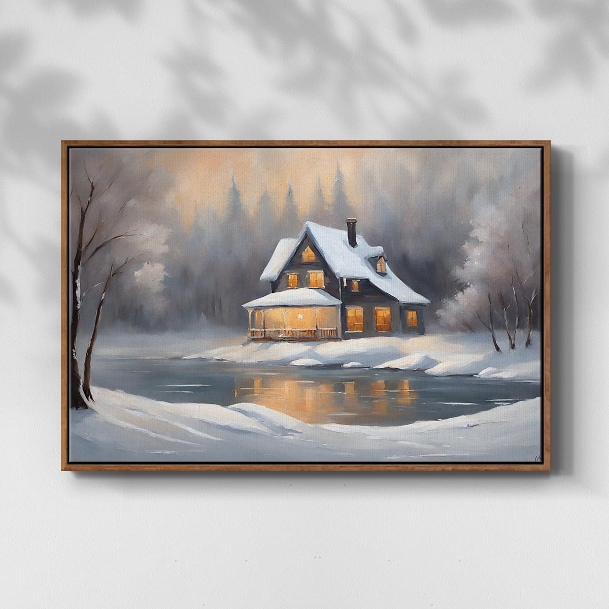 Vintage Landscape-CCXI By Wexford Home Framed in Walnut Wood Gallery Wrapped Canvas 27 in. x 41 in.