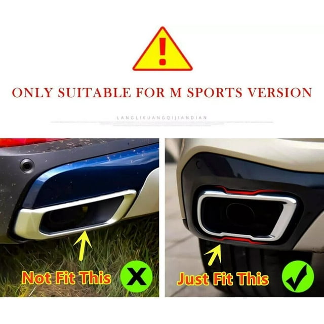 2 Pack Gloss Black Steel Rear Exhaust Tip Tailpipe for BMW X5 F15 X6 2014-2018-