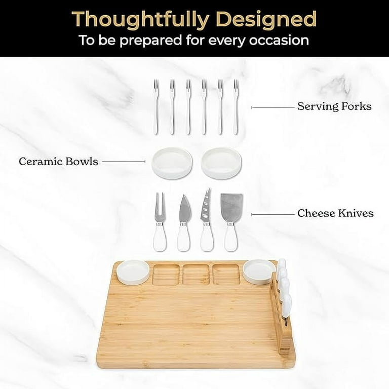 Bamboo Cheese Board and Knife Set: Charcuterie Board Cheese –  GreenLivingLife