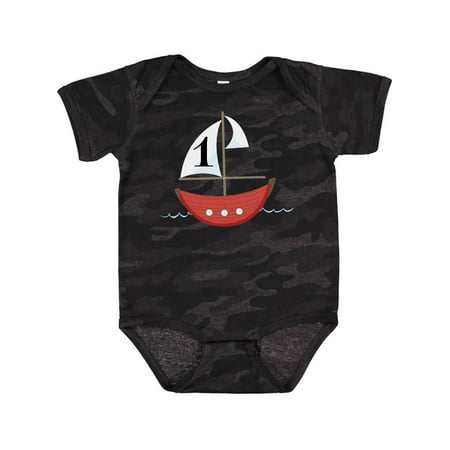 

Inktastic First Birthday-1 Year Old Red Boat Gift Baby Boy or Baby Girl Bodysuit