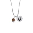 thumbnail image 2 of Delight Jewelry Goldtone Brown Giraffe Print Spinner Silvertone Script Initial Disc - U - Charm Necklace, 20"+3", 2 of 4