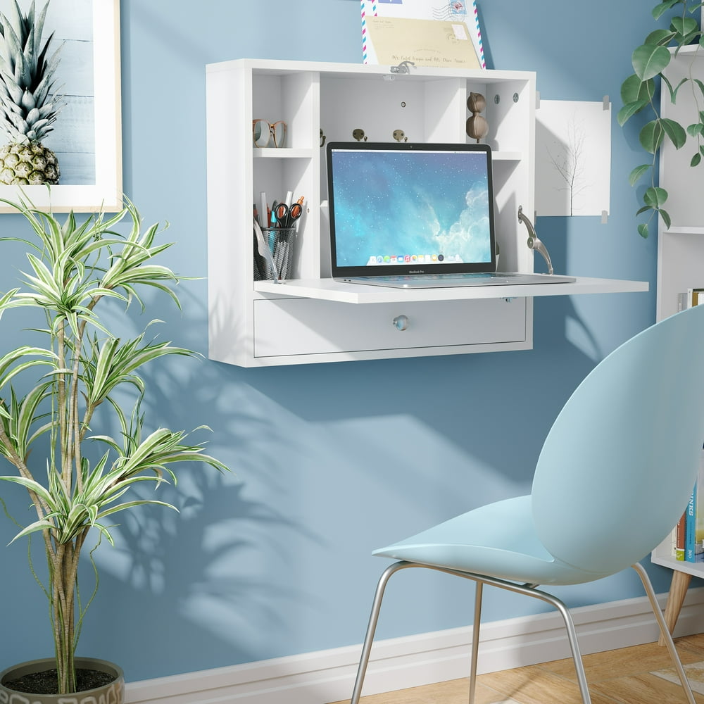 Jaxpety Convertible Wall Mounted Folding Desk for Small Space,Floating