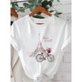 thumbnail image 1 of Vibrant Eiffel Tower Graphic Print Crew Neck T-Shirt - Women's Casual Short Sleeve Tops for Spring & Summer - Relaxed Fit, Breathable, Soft Fabric, Women's Clothing, 1 of 6