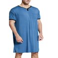 thumbnail image 1 of PENGXIANG Chemise de Nuit pour Hommes en Coton Pyjama Col en V Manches Courtes, 1 of 6