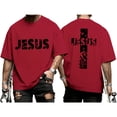 thumbnail image 6 of Ankishi Mens Jesus T Shirts Cross Short Sleeve Crewneck Christian Cotton Graphic Tees Summer Tops for Travel, 6 of 6