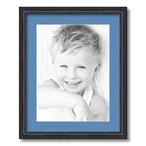 ArtToFrames 16x20 Matted Picture Frame with 12x16 Single Mat Photo Opening Framed in 1.25 Black Stain on Solid Red Oak and 2 Liberty Blue Mat (FWM-4083-16x20)