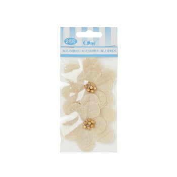 Offray Natural Burlap Flower Accessory For Wedding, Hair Clips And Scrapbooking, 2 Count